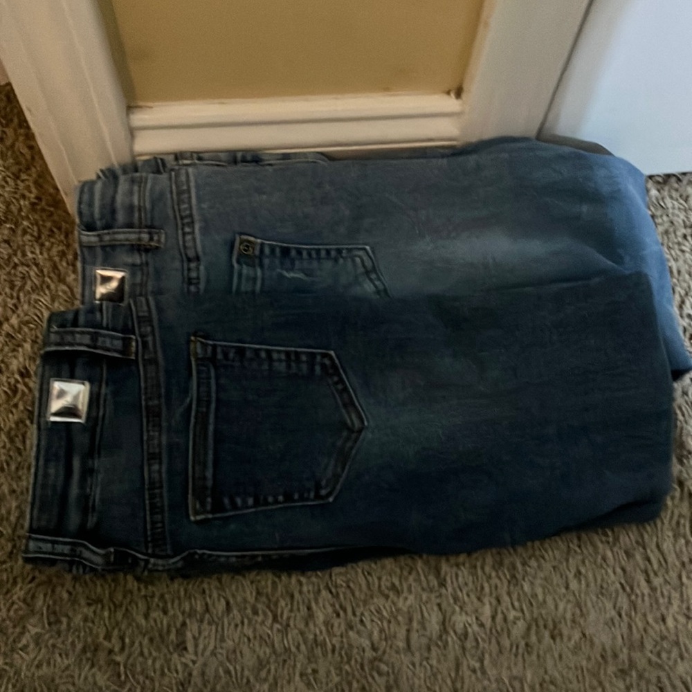 Stylish Denim Jeans with Silver Accents